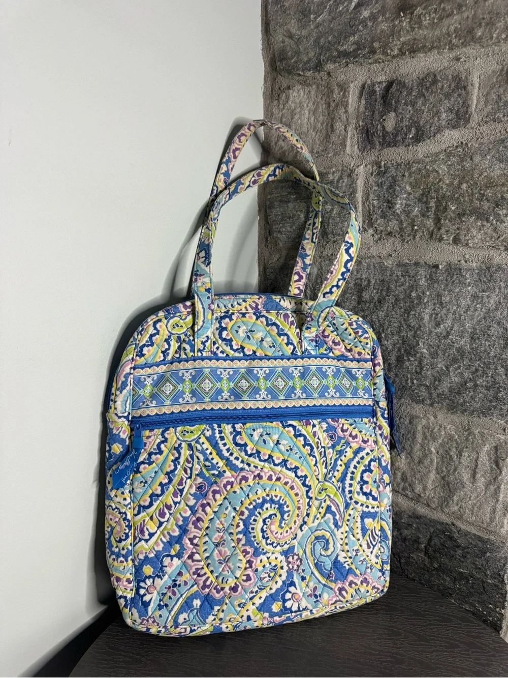 Quilted Paisley Tote Bag - Blue, Green & Pink